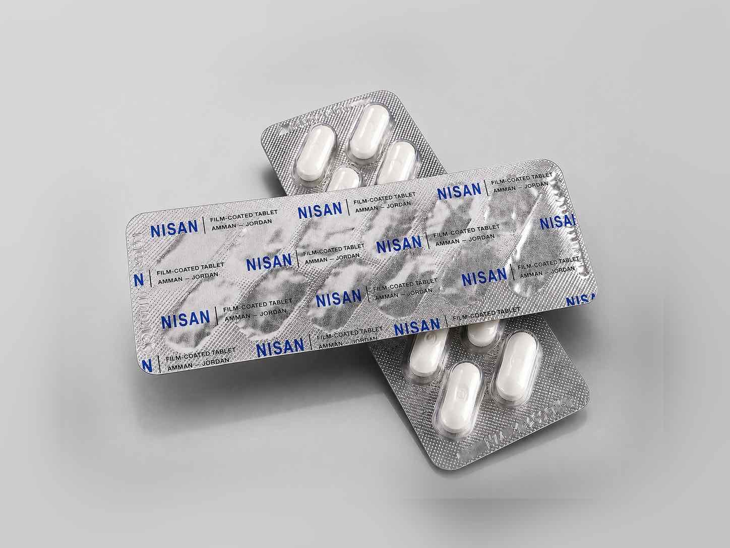 Unprinted aluminium blister pack with sealed tablets