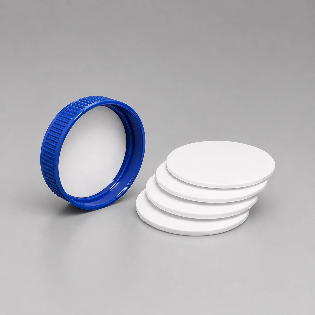 White expanded polyethylene foam cap liner discs