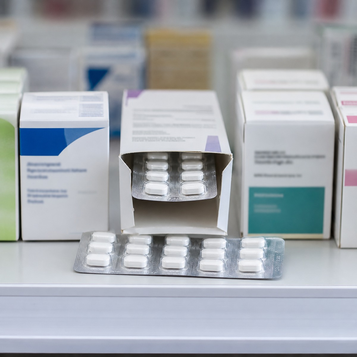 Unprinted aluminium blister pack with sealed tablets